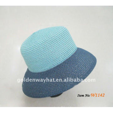 Chapéu de palha azul da marinha das mulheres